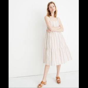 Madewell Button-Back Tiered Dress Rainbow Stripe